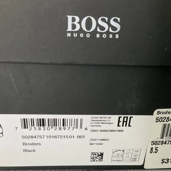 BOSS ITALIAN-MADE LEATHER  BRODERS. BLACK SHOES - Picture 10 of 12